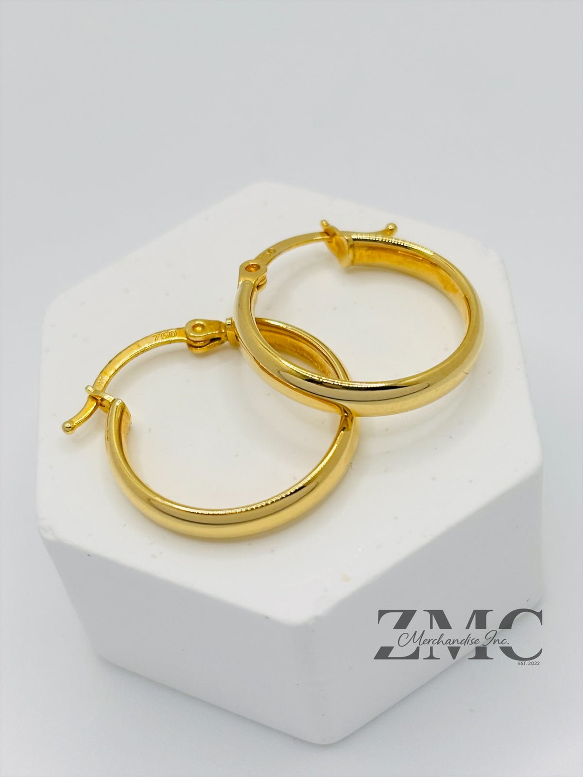 18K Gold Plain Loop Earrings