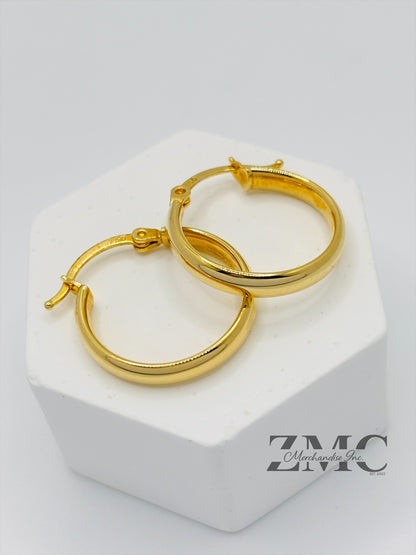 18K Gold Plain Loop Earrings