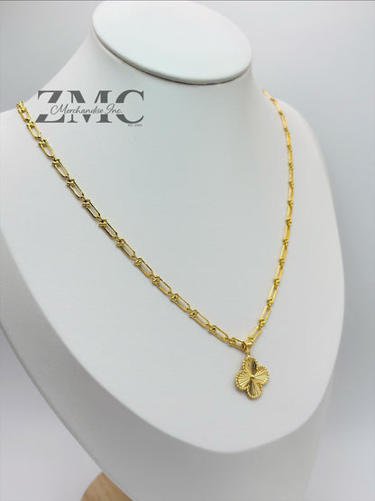 18K Gold Flat Hardware Clover Necklace