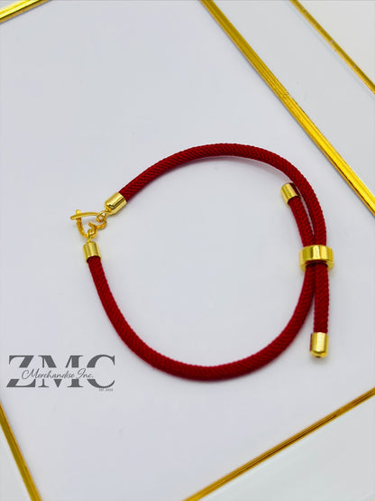 18K Gold Open Heart Red String Bracelet