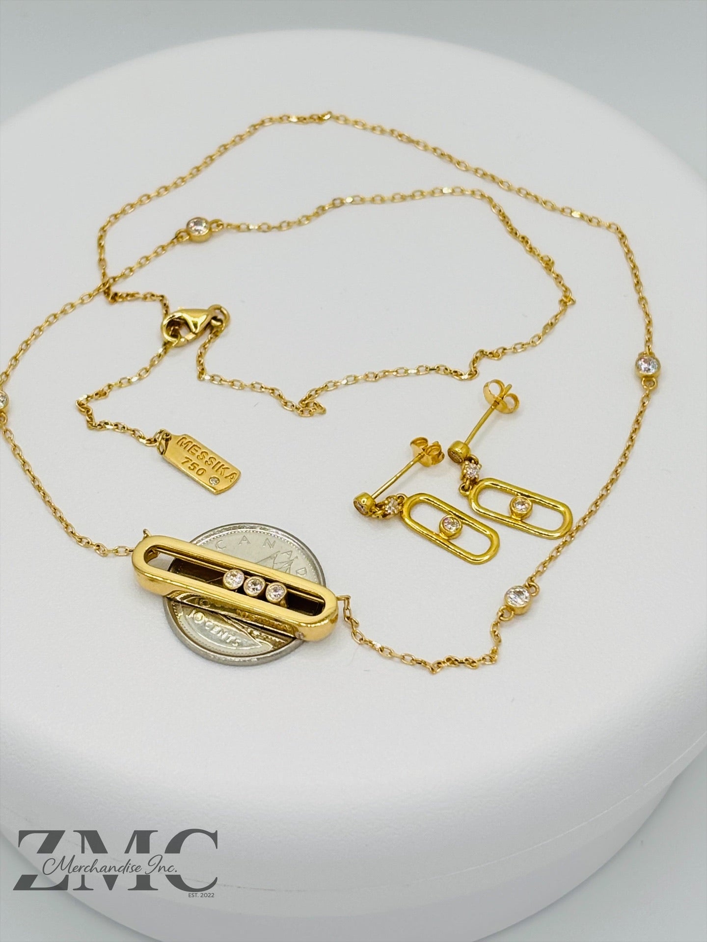 18K Gold Necklace and Earrings Set