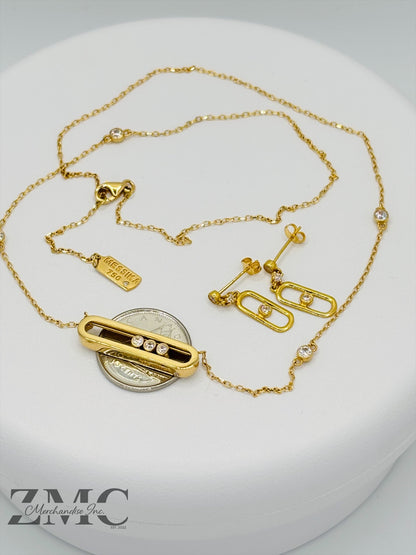 18K Gold Necklace and Earrings Set