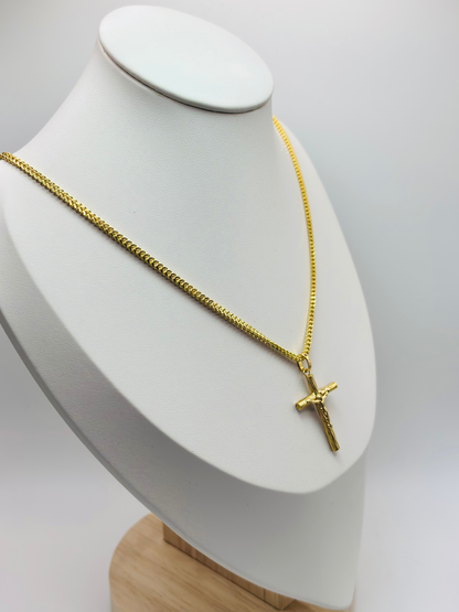 18K Gold Cross Foxtail Necklace