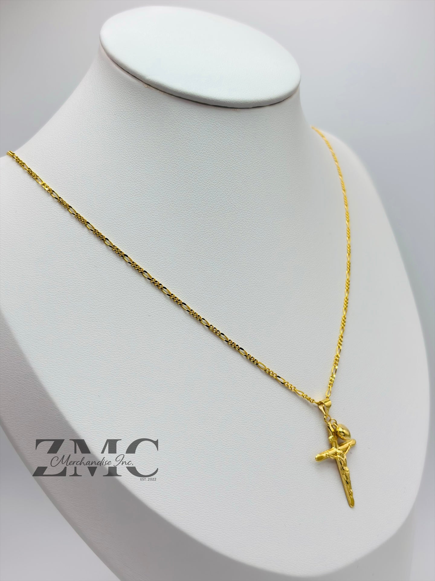18K Gold Cross & Heart Necklace