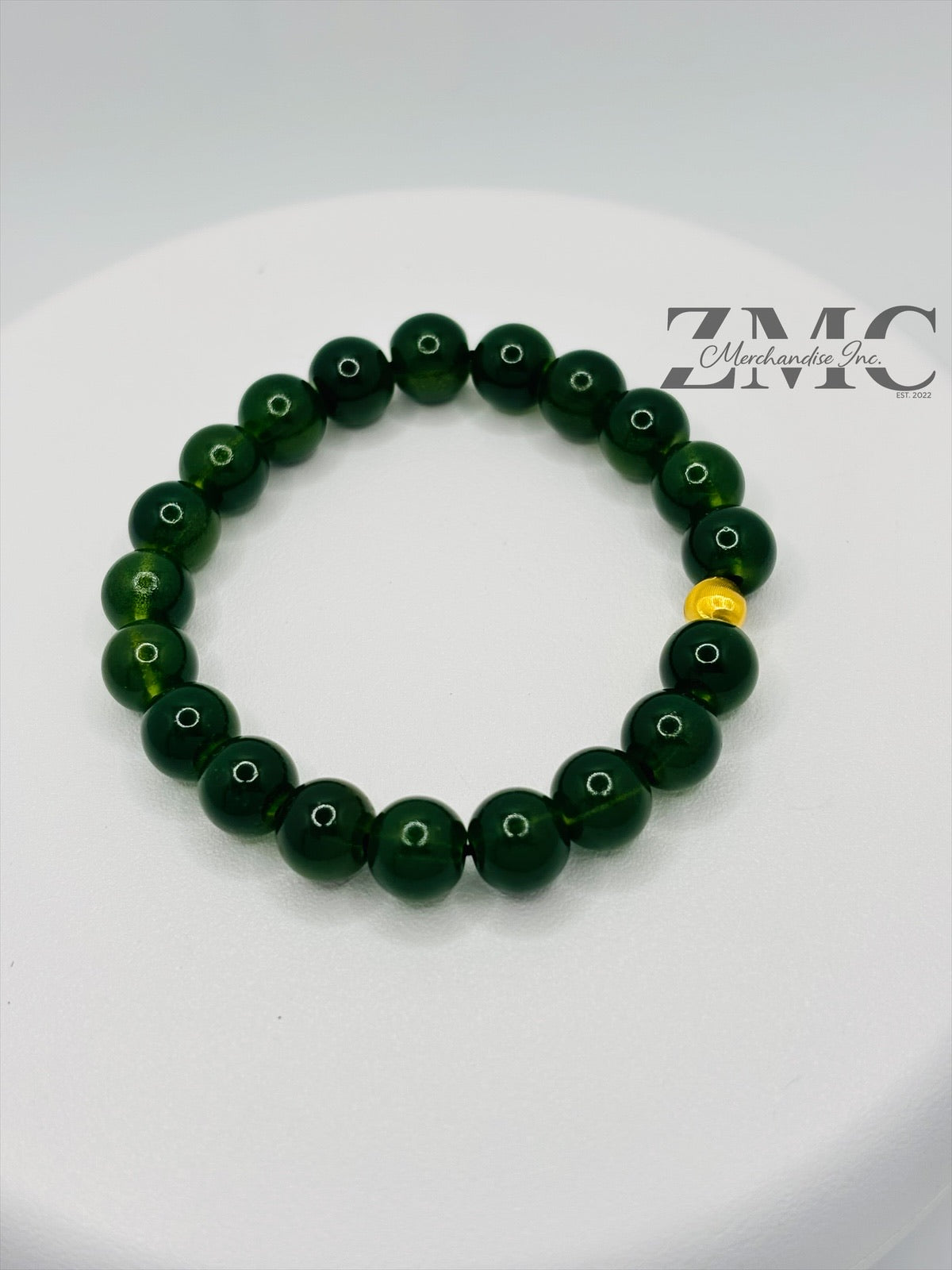 18K Gold Cats Eye Ball with Green Stone