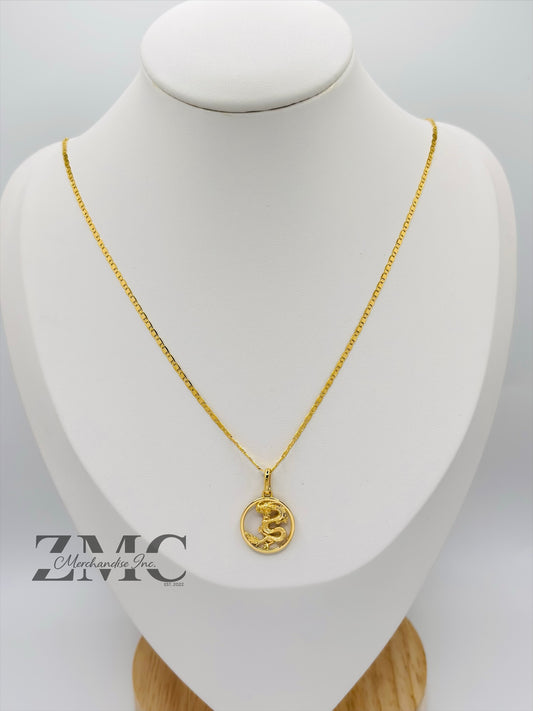 18K Gold Circle Dragon Necklace