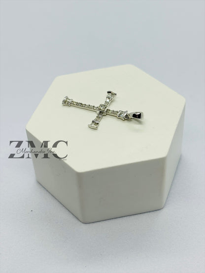 K18 Japan White Gold Cross Pendant 0.15 carat Natural Diamond