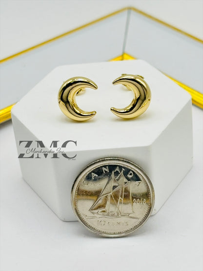 18K Gold Moon Earrings