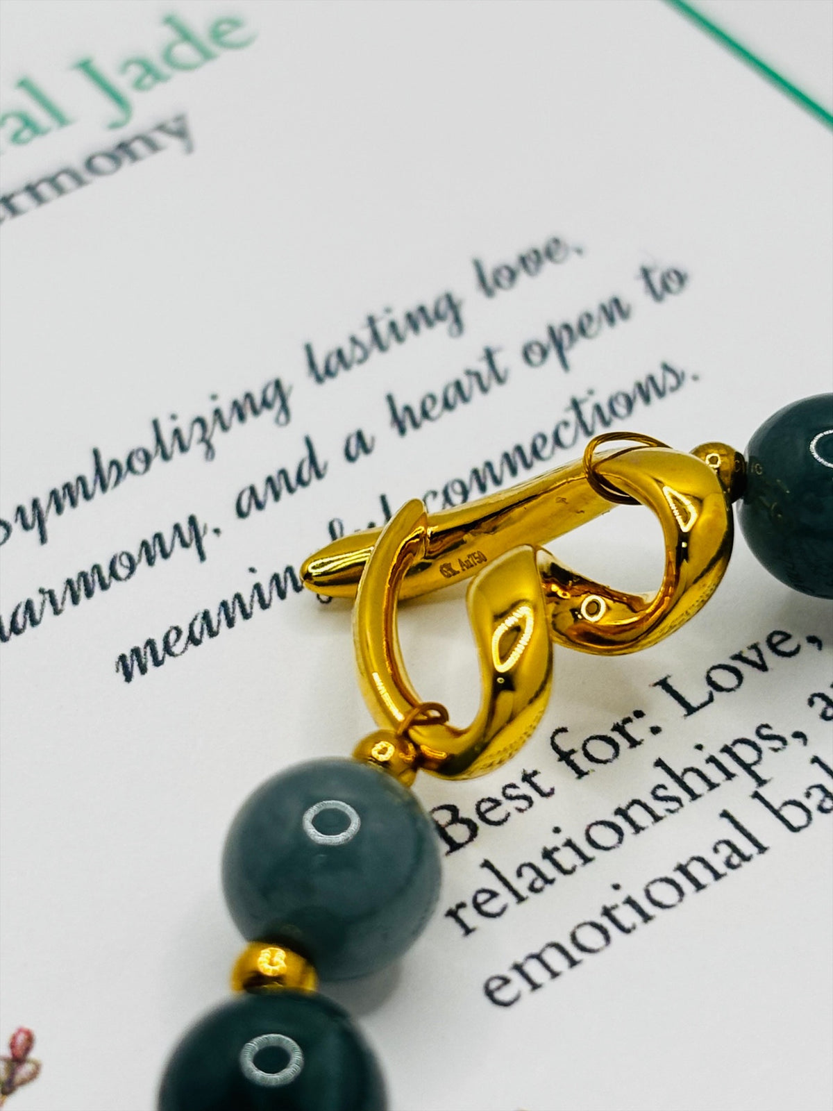18K Gold Open Heart Jade Bracelet (Electroform Heart)