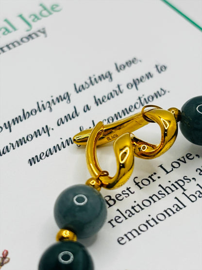 18K Gold Open Heart Jade Bracelet (Electroform Heart)