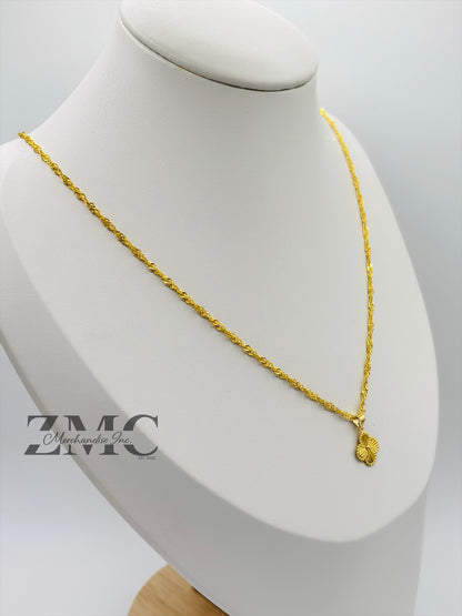 18K Gold Clover Twisted Necklace