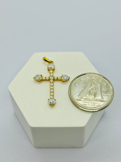 18K Gold Moissanite Diamond Cross Pendant