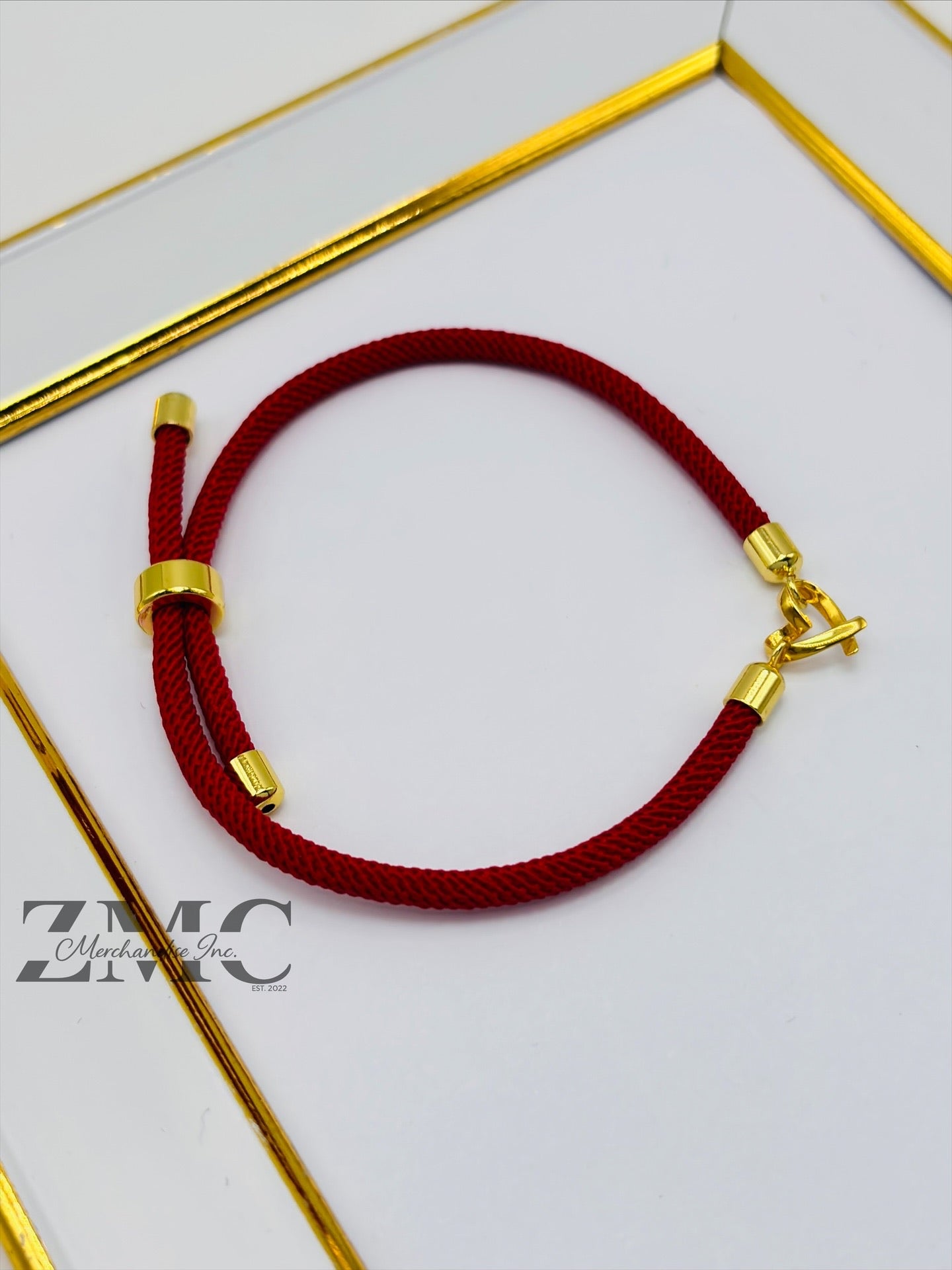 18K Gold Open Heart Red String Bracelet