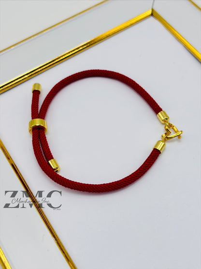 18K Gold Open Heart Red String Bracelet