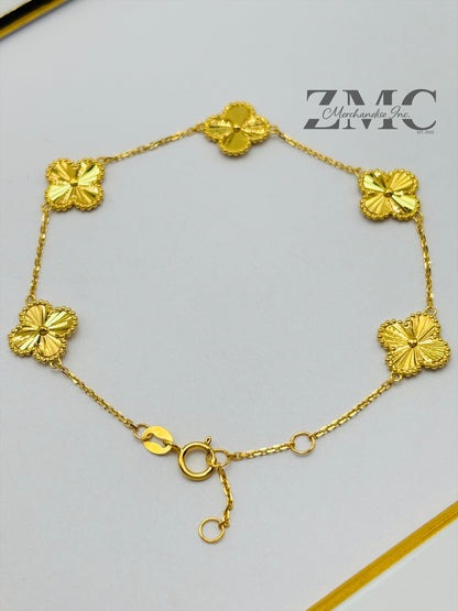 18K Gold Clover Bracelet 10mm