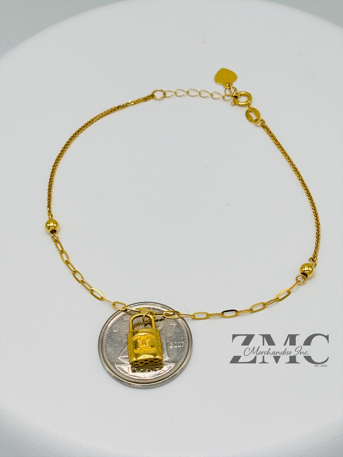 18K Gold Bracelet with Padlock Charm