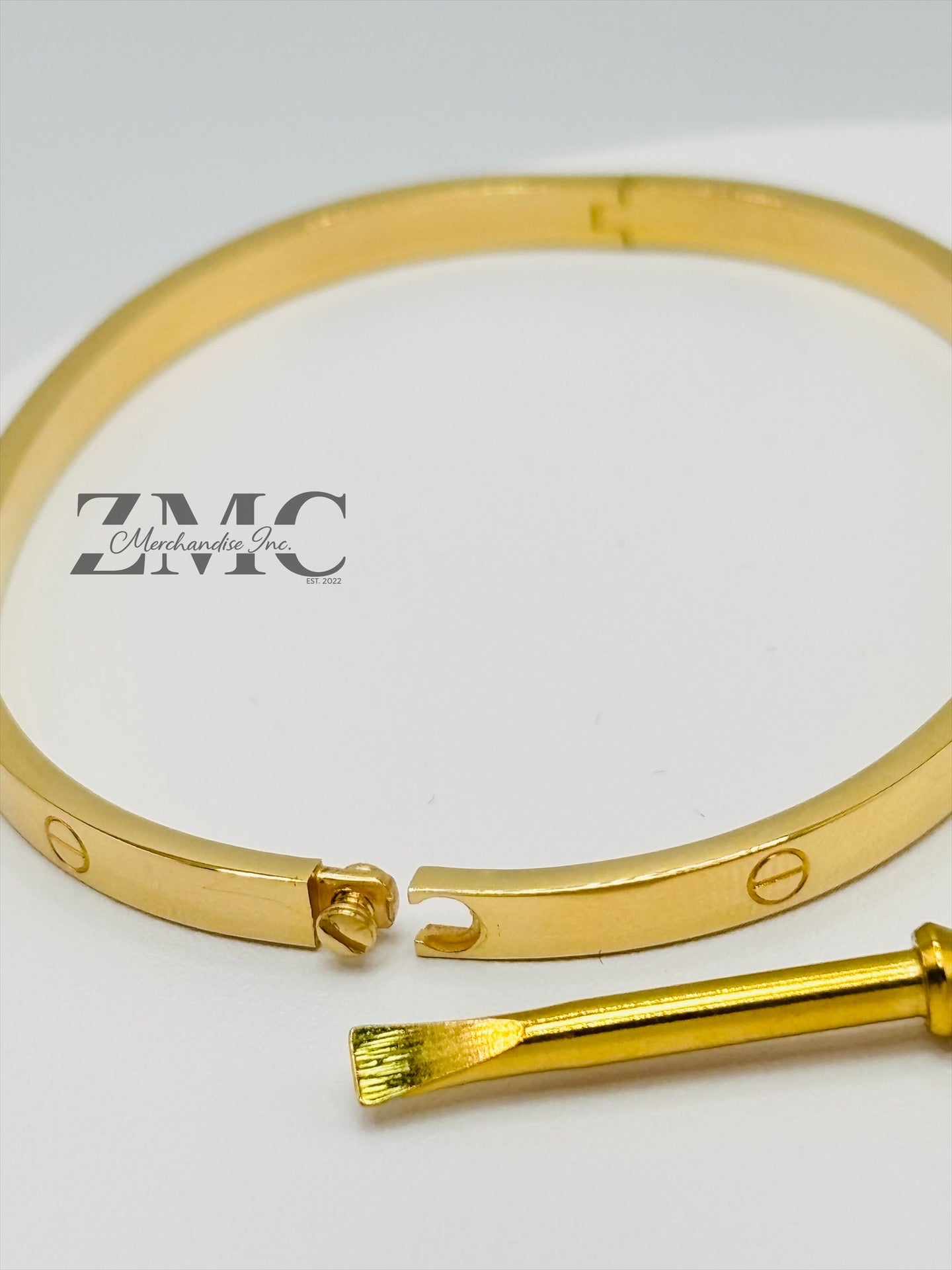 18K Gold Slim Screw Bangle
