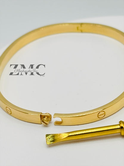 18K Gold Slim Screw Bangle