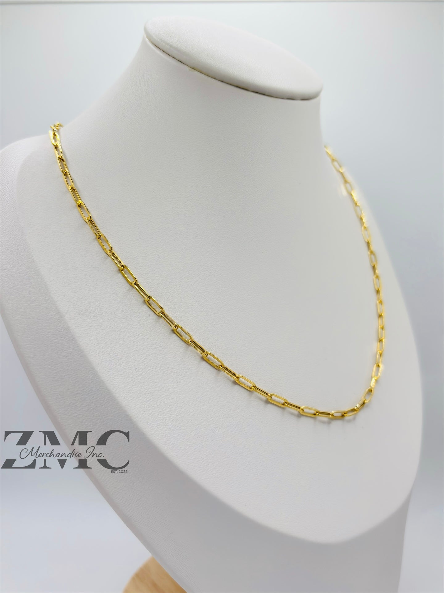 18K Gold Paperclip Chain  7 mm Link