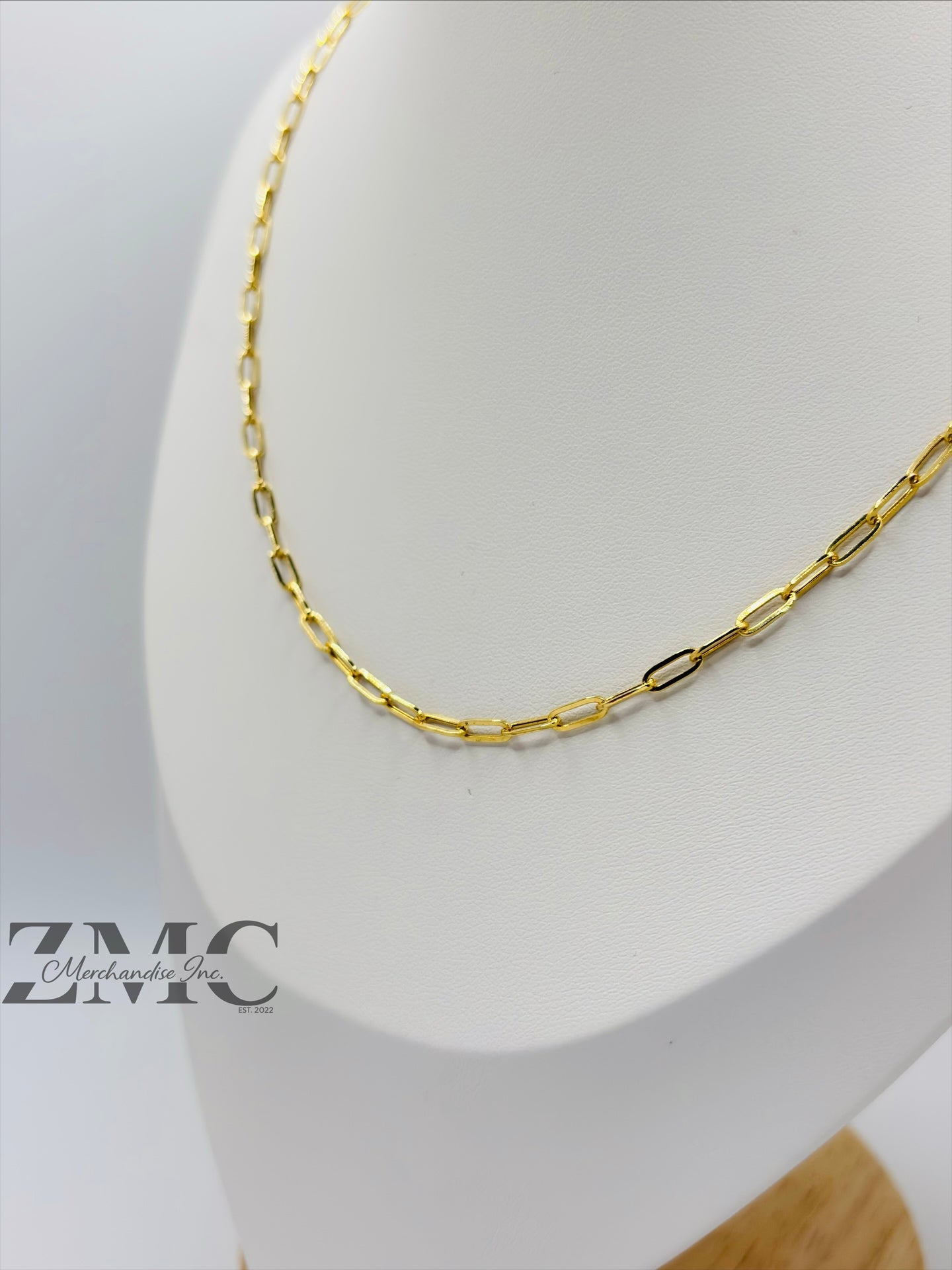 18K Gold Paperclip Chain  7 mm Link