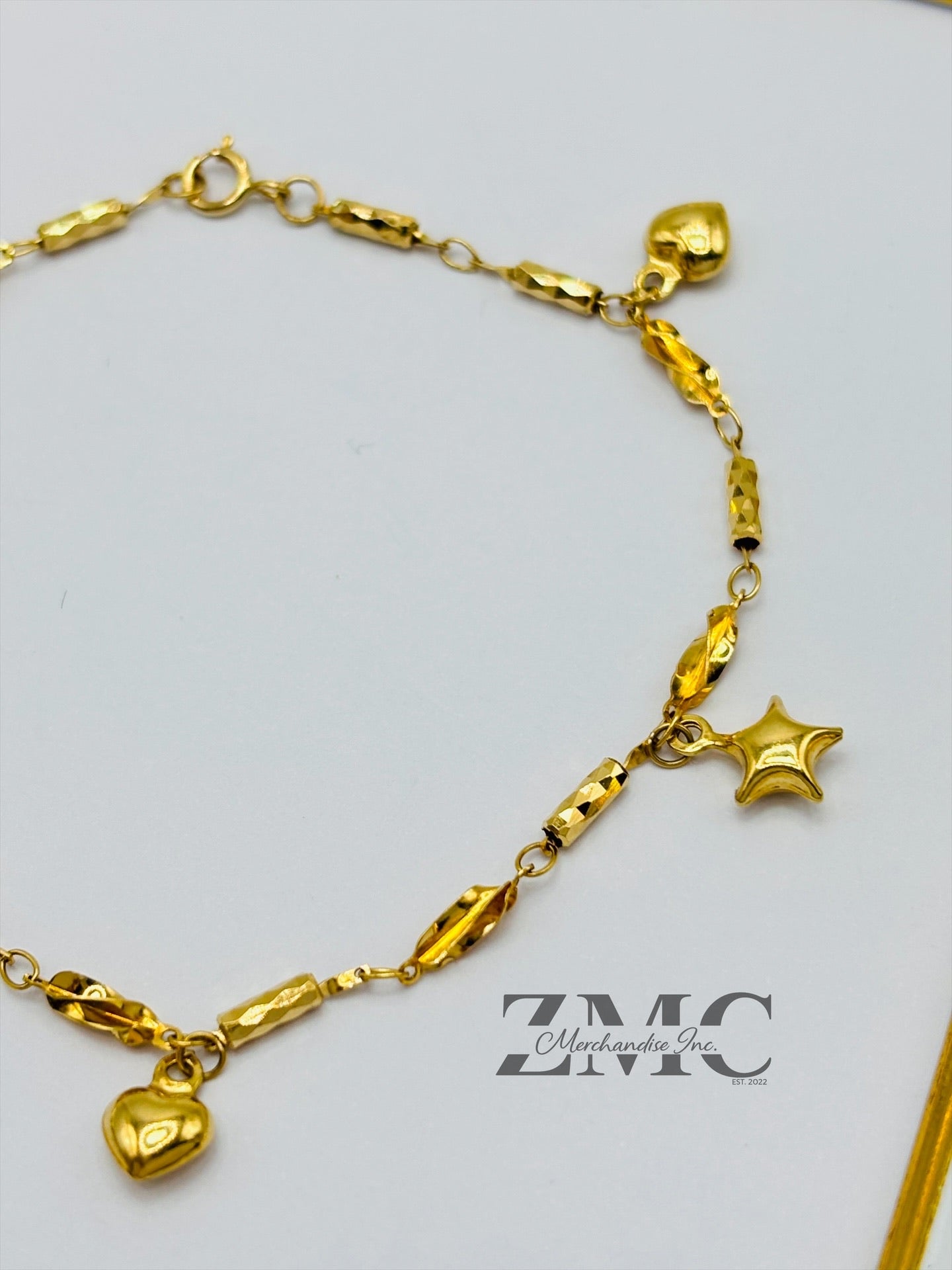 18K Gold Heart and Star Bracelet