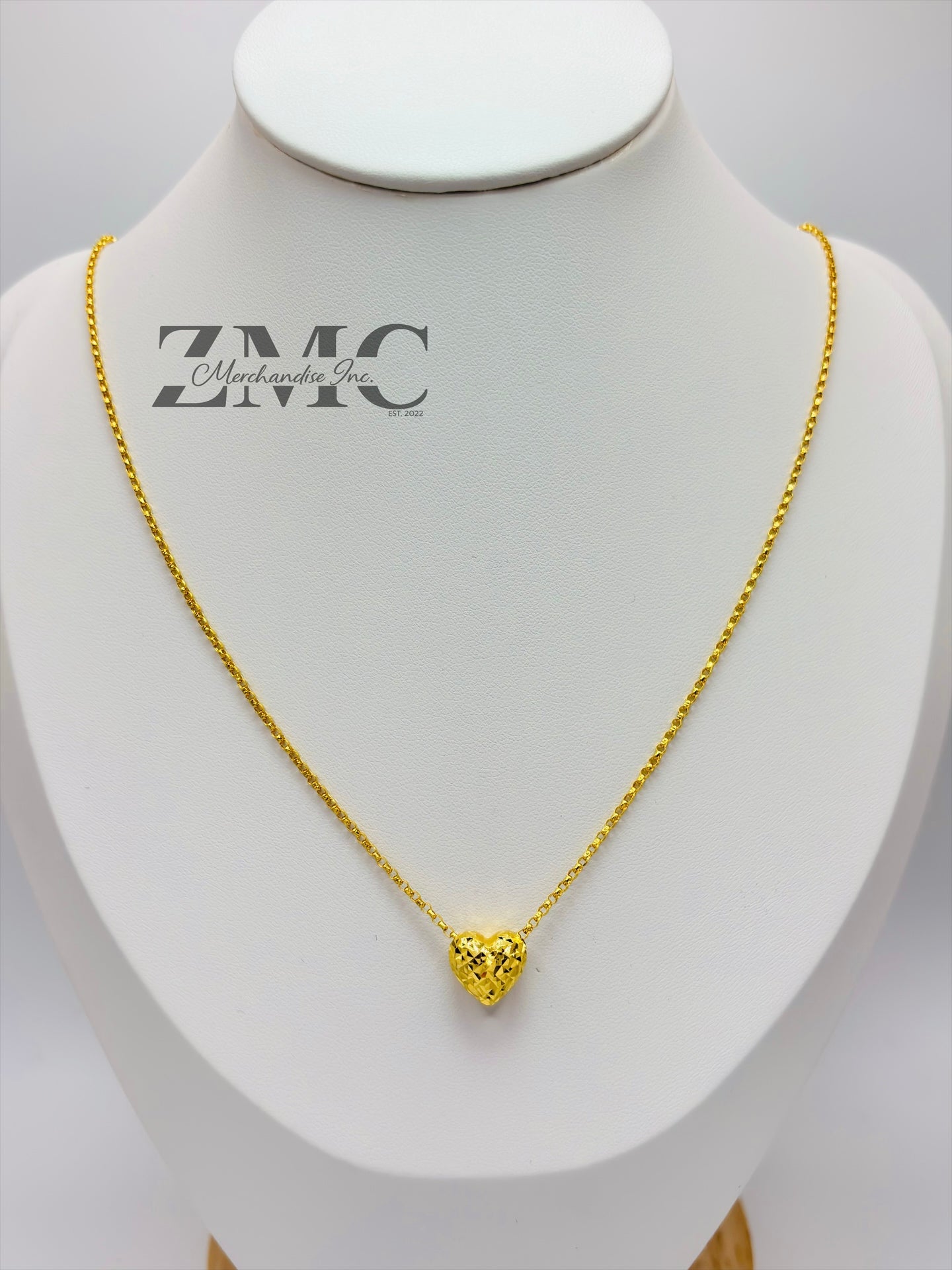 18K Gold Diamond Cut Small Ivana Heart Necklace