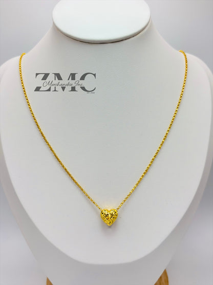 18K Gold Diamond Cut Small Ivana Heart Necklace