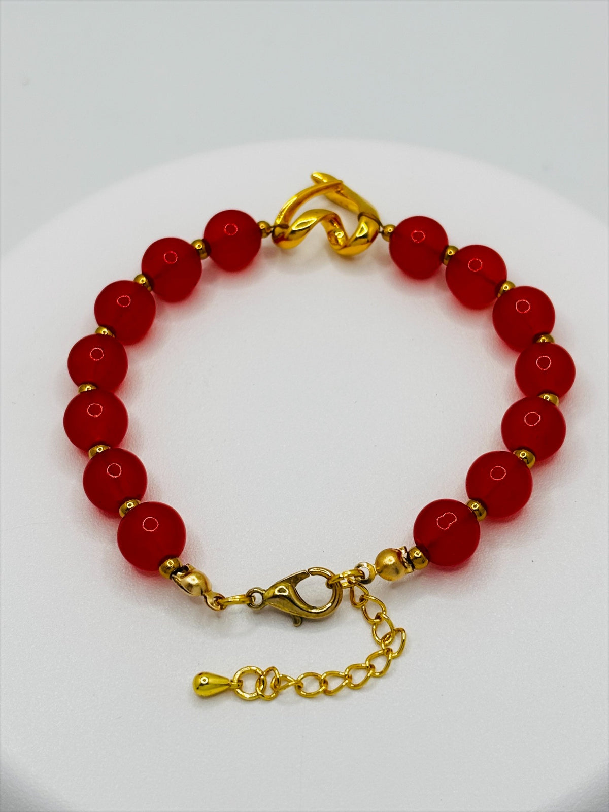 18K Gold Open Heart Red Agate Bracelet (Electroform Heart)