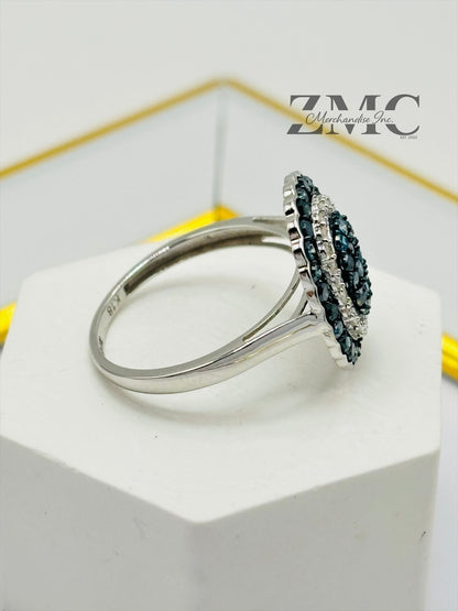 K18 Japan Gold Rare Blue and White Natural Diamond Ring 1.00 carat