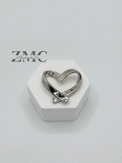 18K White Gold Open Heart Pendant (Electroform)