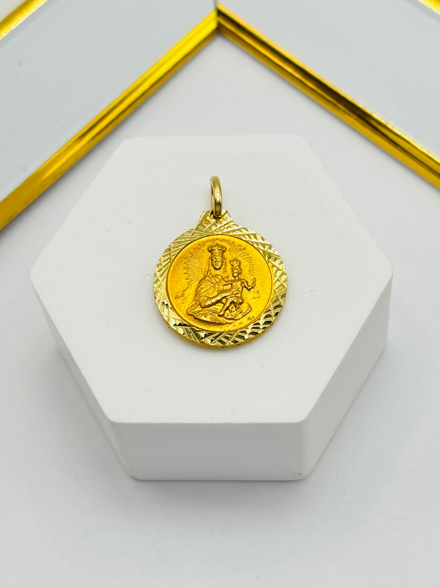 18K Gold Back to Back Religious Pendant