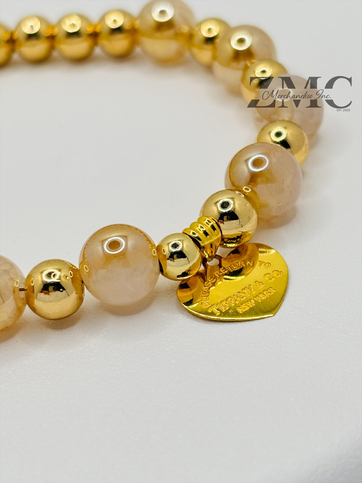 18K Gold Champagne Gold Color Cracked Agate Bracelet