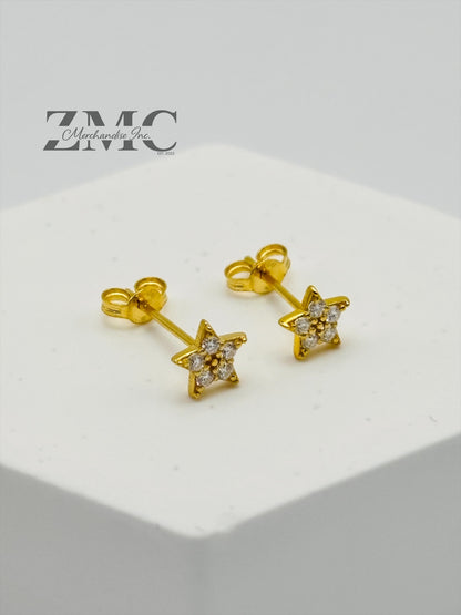 18K Gold Star Moissanite Diamond Kids Earrings