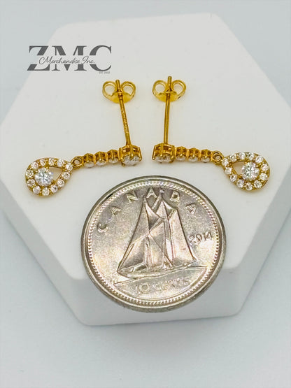 18k Gold Teardrop Dangling Stud Moissanite Diamond Earrings