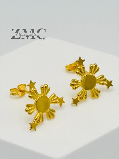 18K Gold 3 Star and Sun