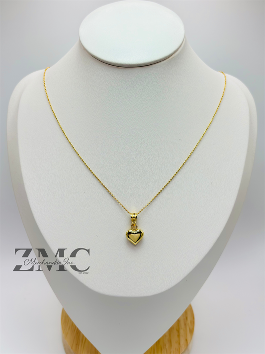 18K Gold Necklace with Heart Pendant (Chocker Adult/Kids)