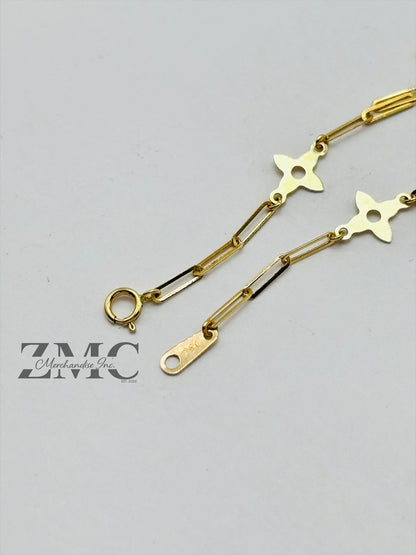 18K Gold Paperclip Flower Bracelet