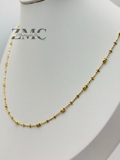 18K Gold Mirror Ball Beads Slider Chain/Necklace