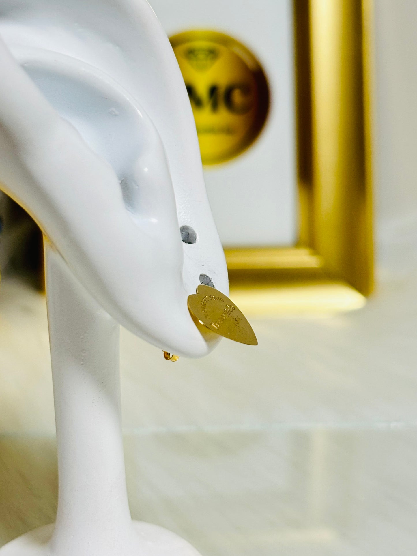18K Gold Flat Heart Earrings