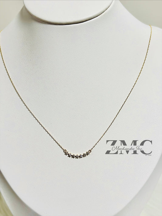 18K Gold Attached 7 Stone Necklace 0.168 carat Natural Diamond