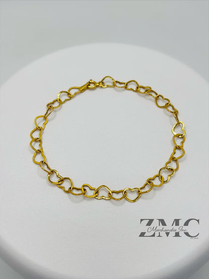 18K Gold Heart Bracelet