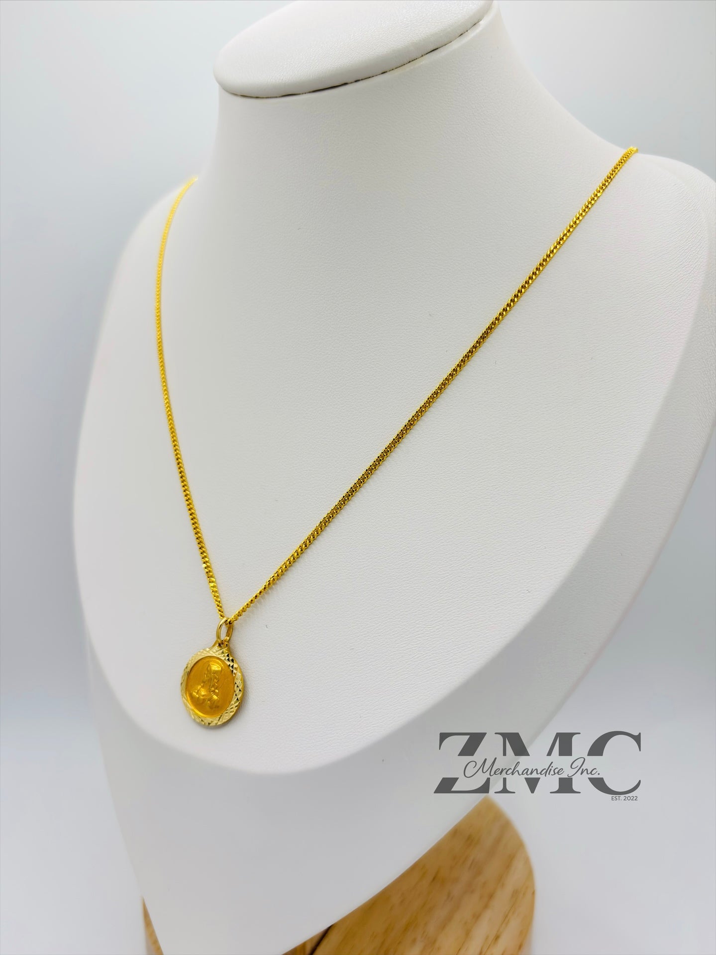 18K Gold Jesus/Mary Necklace