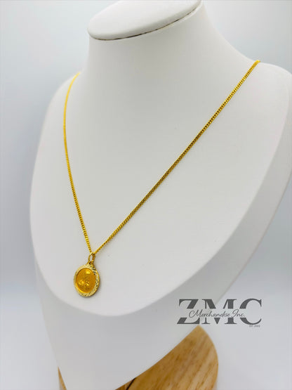 18K Gold Jesus/Mary Necklace