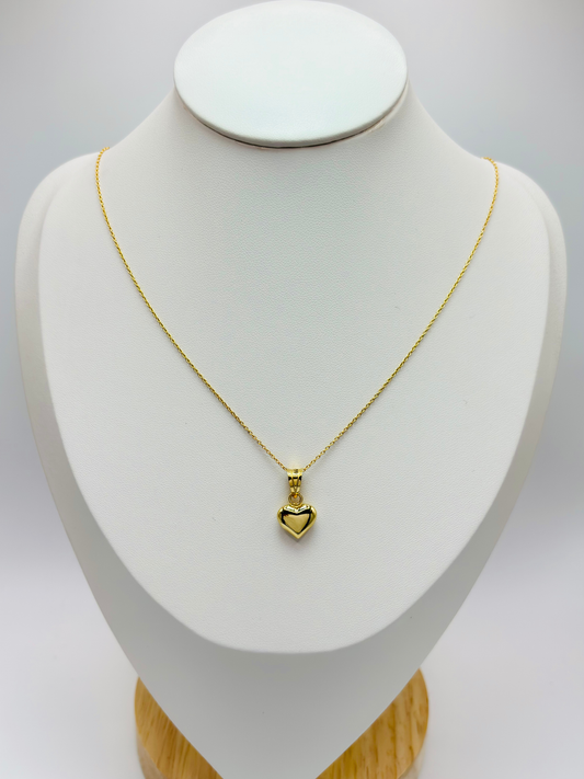 18K Gold Necklace with Heart Pendant (Chocker Adult/Kids)