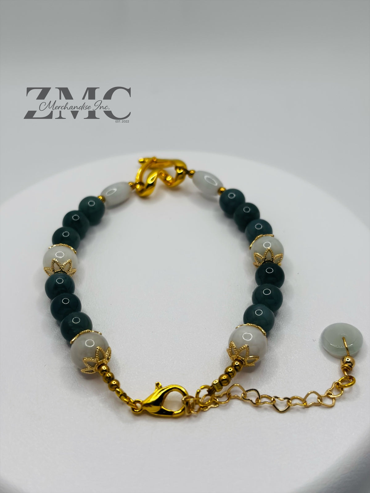 18K Gold Open Heart Jade Bracelet (Electroform Heart)