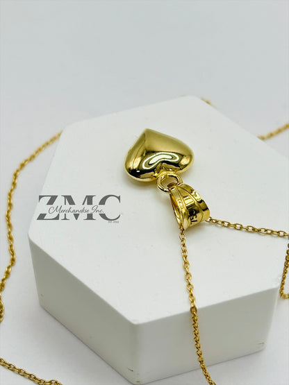 18K Gold Necklace with Heart Pendant (Chocker Adult/Kids)