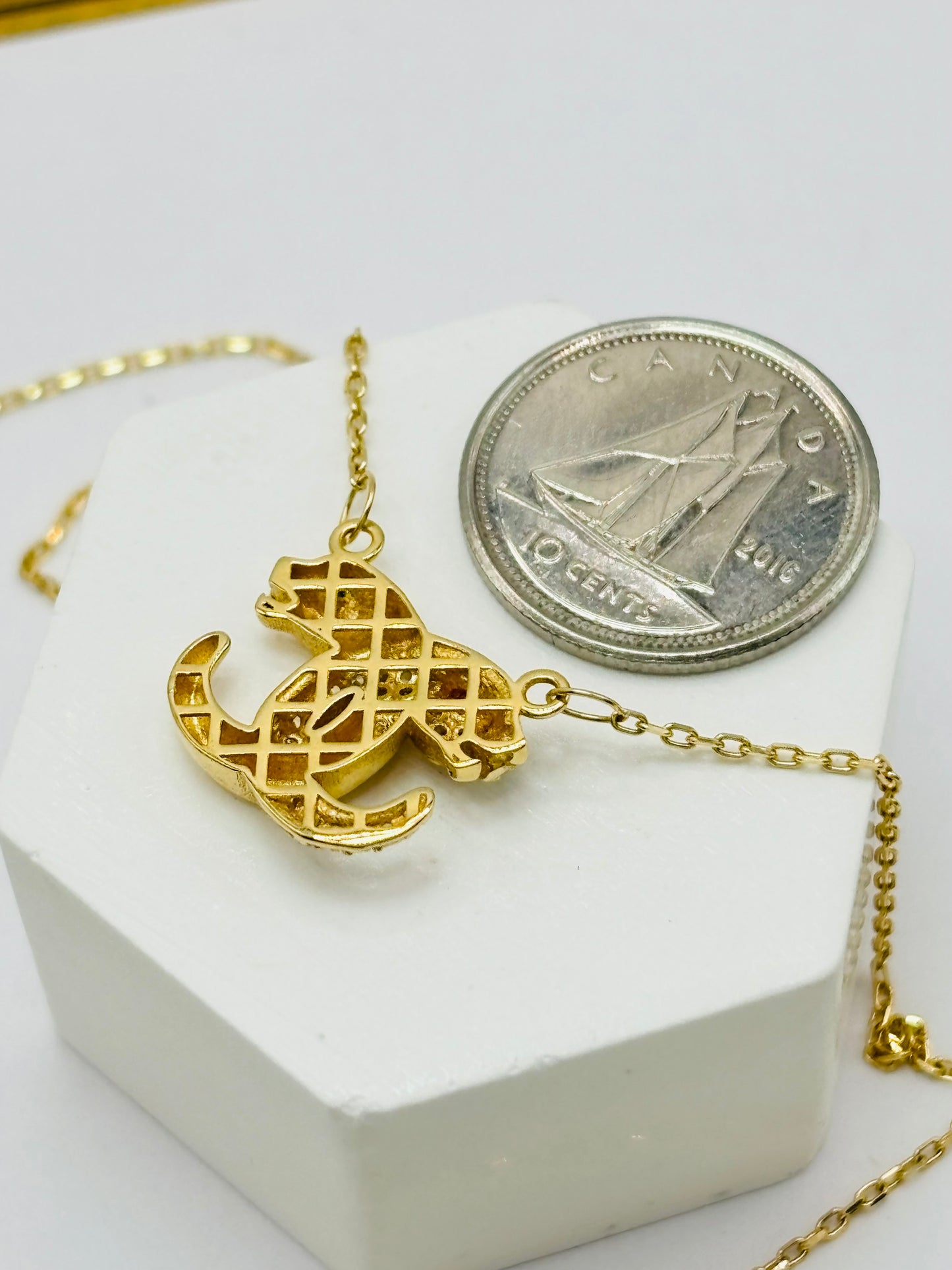 18K Gold Attached Panther Necklace