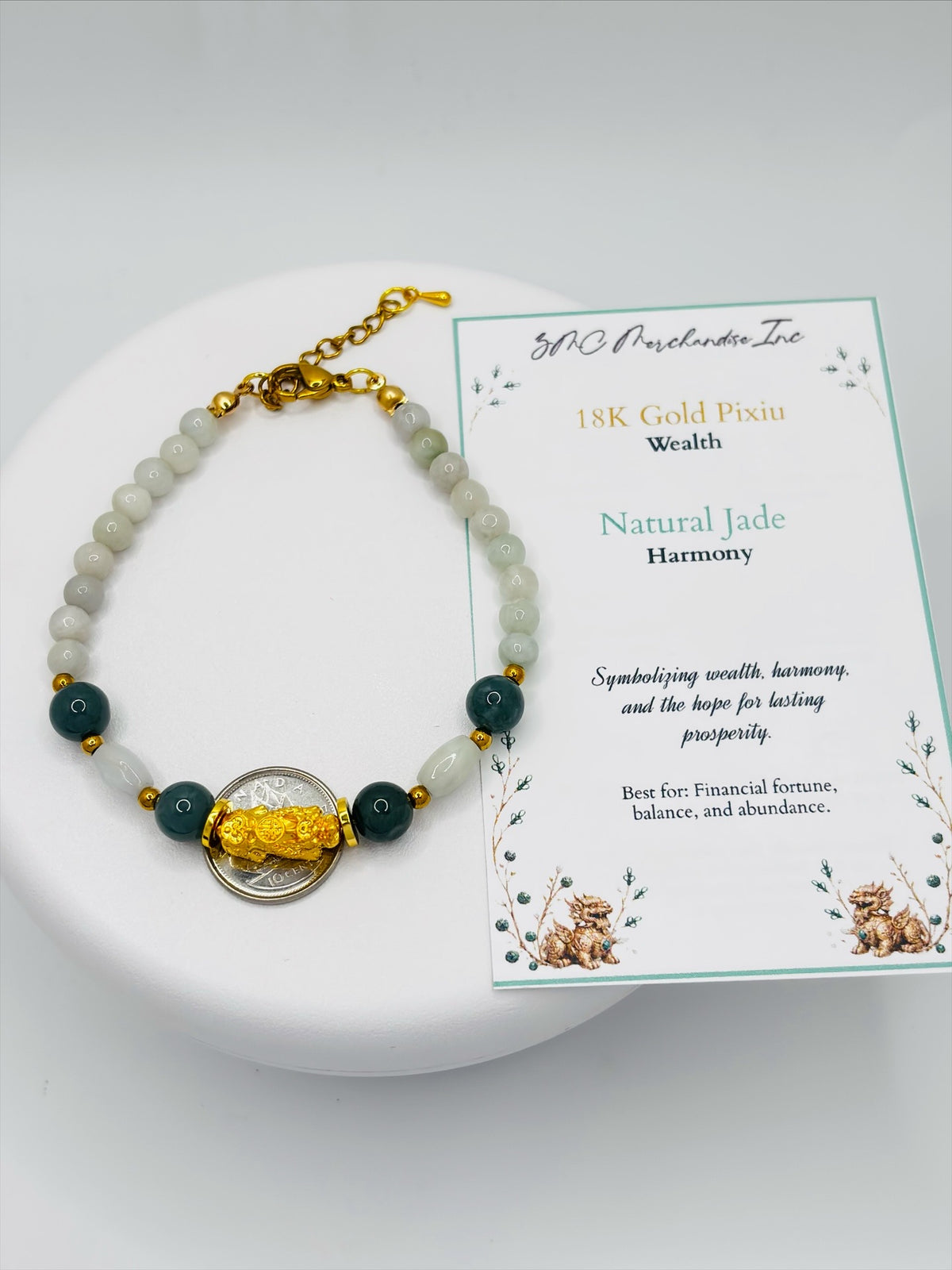 18K Gold Lucky Piyao/ Pi Xiu Jade Bracelet ( Hollow Empty Inside) MEDIUM PIYAO