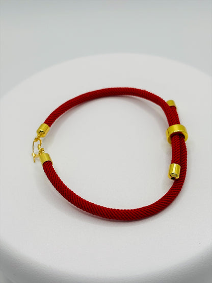 18K Gold Open Heart Small Red String Bracelet