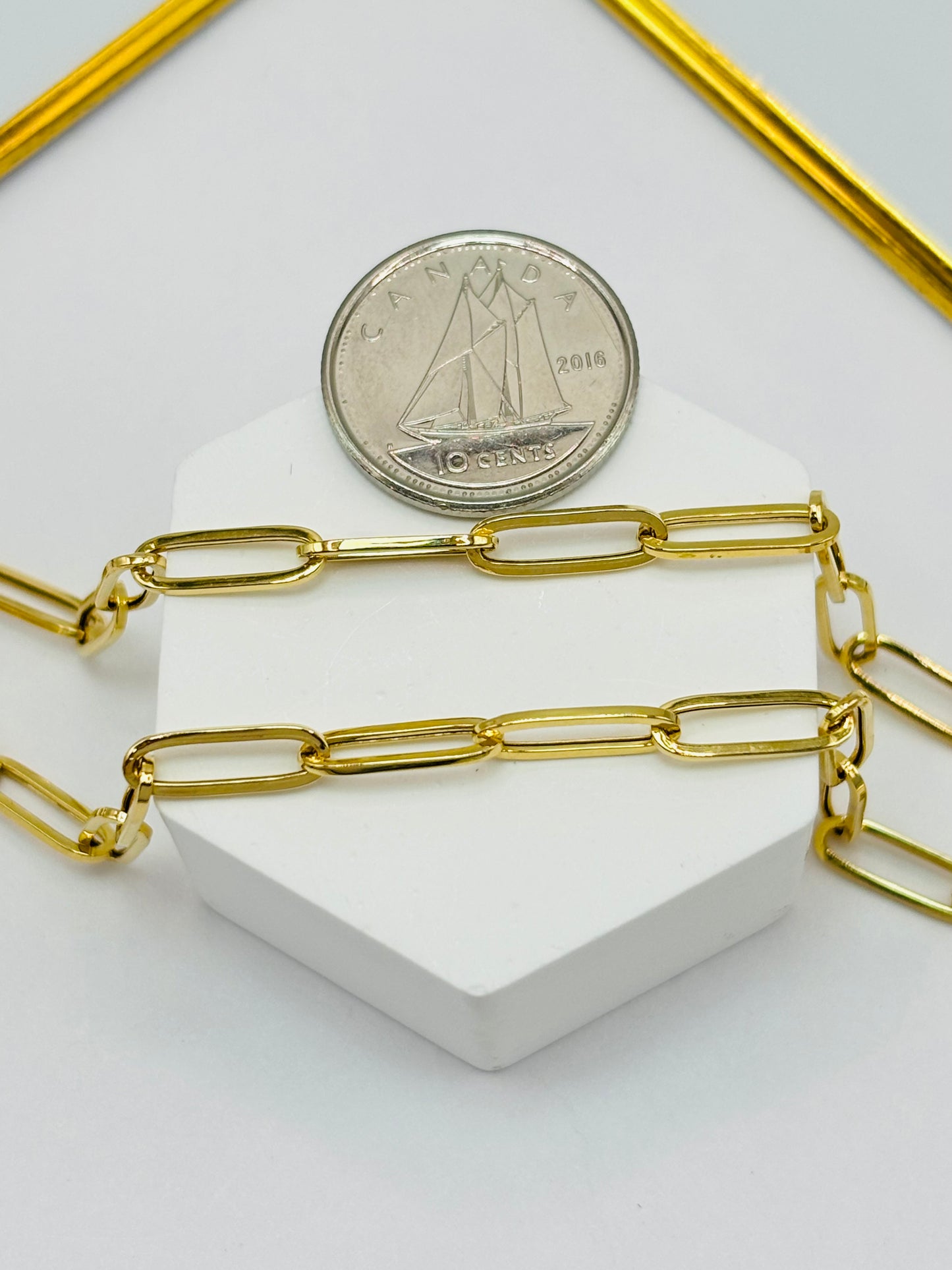 18K Gold Paperclip Chain 11 mm Link